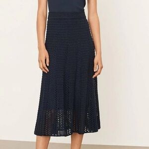 Navy Blue Crochet Midi Skirt Vince